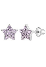 extraordinary little silver star pink October baby birthstone earrings
